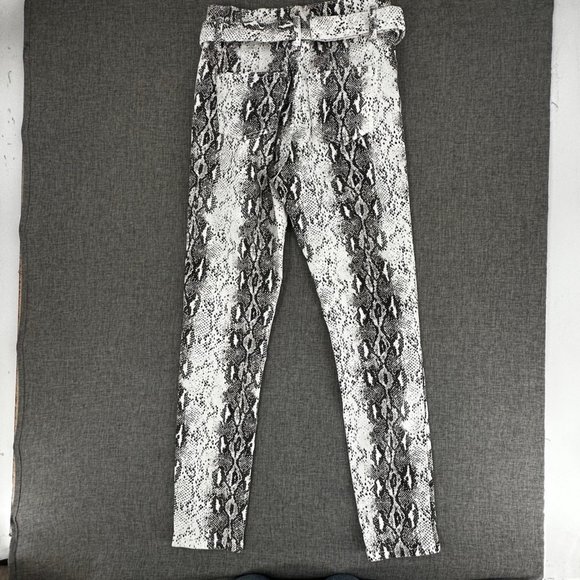 AKIRA Leopard Skinny  Pants Belted Size‎ 1 Juniors Stretch Cotton Spandex White - Picture 11 of 16
